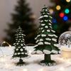 15/20/25CM Mini Christmas Tree Ornament Miniature Snow Xmas Tree Resin Statue Figurine Home Office Holiday Party Decoration