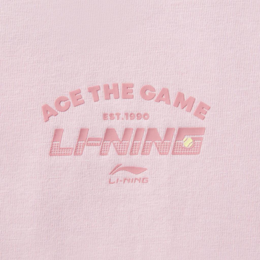 Li-Ning Удобная Повседневная Простая Футболка с Круглым Вырезом и Коротким Рукавом с Принтом Букв Мужские Топы Телесно-Розовый AHSV233-3