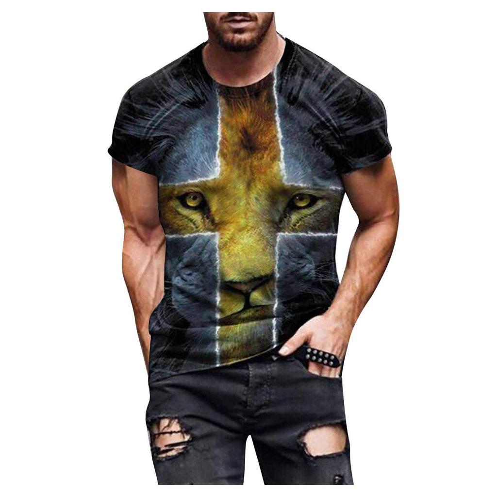 Мужская уличная мода Крест вера с принтом Круглый воротник С короткими рукавами Т-образный рукав