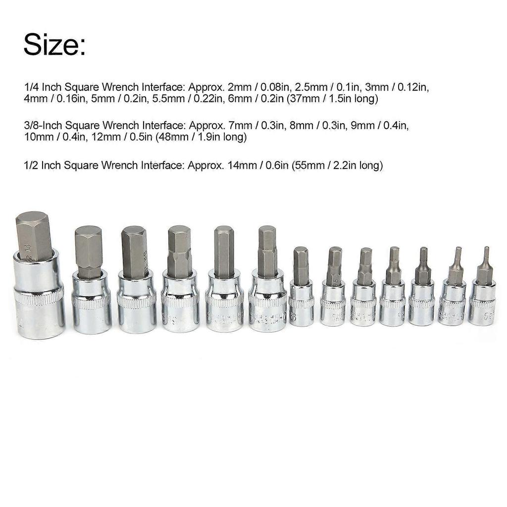 Square Wrench Hex Bit Socket Set 1/4in 3/8in 1/2in Auto Maintenance Repair with Tool Box