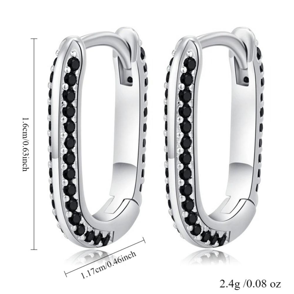 Black Awn Женские серьги-кольца с черным камнем