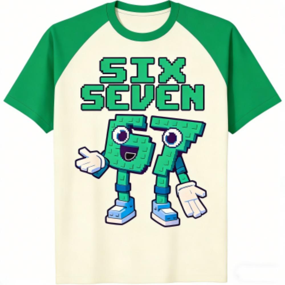 Summer Fashion Cartoon 67 Print Men's T-Shirts Summer Street Short-Sleeve Outdoor Casual Clothing for Men's and Women's Tees Top