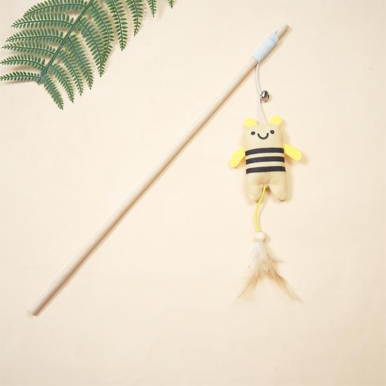 Интерактивная удочка-дразнилка для кошек, перьевая, плюшевое животное, палочка-дразнилка с колокольчиком, игровая игрушка для котят для игры и тренировок в помещении