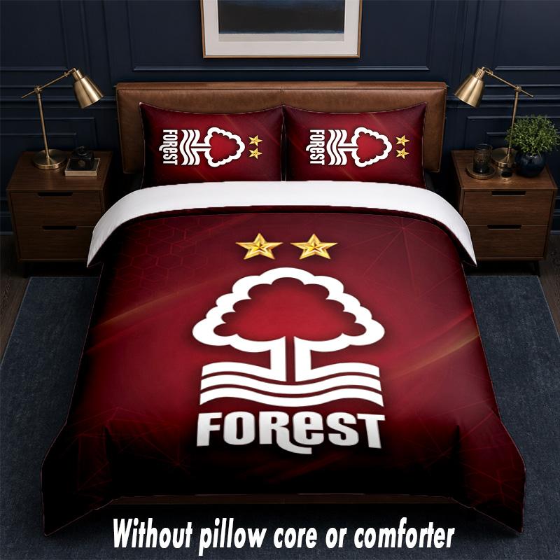 Nottingham Forest Design Bed Bedding Set 1 Duvet Cover + 2 Pillowcases Soft Breathable Household Bed Linens