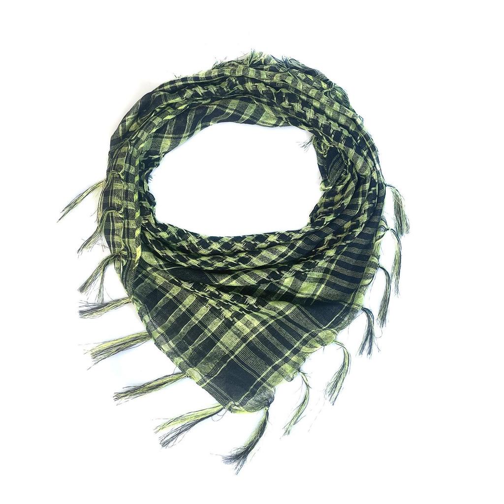 Silk Houndstooth Tactical Desert Scarf with Tassels for Outdoor Use