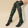 Женские шелковые чулки ко Дню Святого Патрика, зеленые чулки, высокие носки для вечеринок, носки-капли для студенческого молодежного мероприятия
