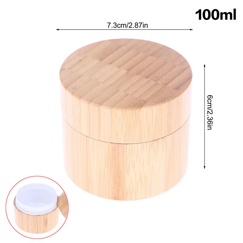 5–100g Natural Bamboo Cosmetic Containers, Refillable Jars for Creams, Nail Art, and Face Masks