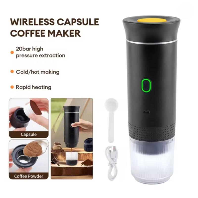 Portable Wireless Electric Espresso Coffee Machine For Travel &Car &Home Camping Coffee Maker 3-in-1 Capsule Powder Coffee Maker