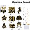 Happy Birthday Foil Swirls 30 40 50th Birthday Party Supplies Black Gold Men Women Hanging Ornaments Ceiling Decor Party Favors