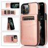 Suitable for iPhone 17 phone case, Apple 16E crazy horse pattern solid color card slot stand anti-drop phone protective case