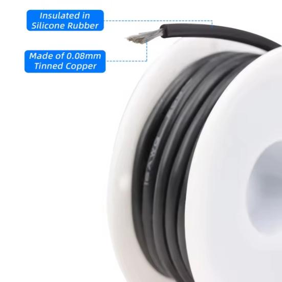 22 Gauge 22 AWG Stranded Electric Wire 1.7mm Diameter Flexible Silicone Insulated Tinned Copper 60 Strands Electrical Hookup Wire