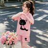Girls' summer outfit set, new trendy and thin style, girls' polo shirt short-sleeved sports two-piece set
