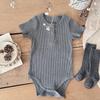 2025 A-Type однотонный полосатый детский комбинезон для ползания - Ins Style