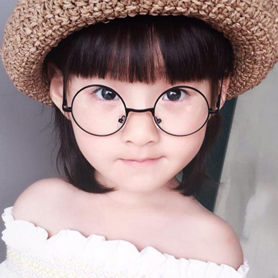 Vintage Round Metal Frame Resin Lens Kids Eye Glasses Photography Studio Prop