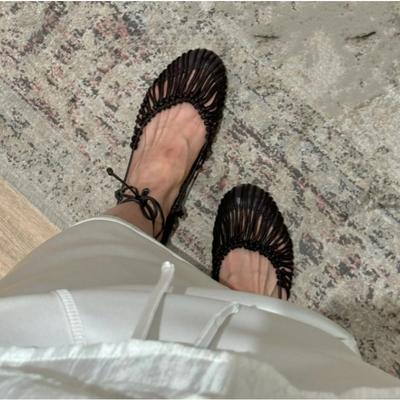 Мода 2025 Лето Низкий Каблук Римские Сандалии Мода Уличные Плетеные Полые Женские Сандалии Повседневные На Шнуровке Круглый Носок сандалии женские