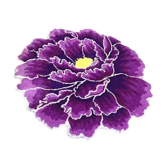 Fuzzy Floral Floor Mat Plush Peony Bath Rug with Anti Slip Backing Washable Flower Shaped Living Room Rug for Bathroom Nursery Bedroom Kitchen