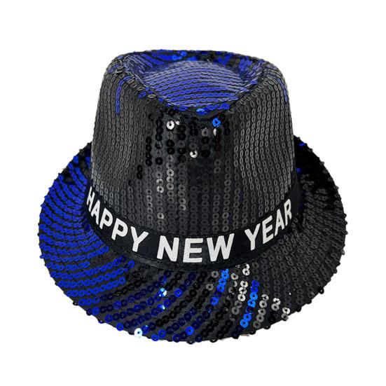 Шляпа с пайетками С Новым годом Джазовая шляпа Винтажная ковбойская вечеринка в клубном стиле Фотореквизит Блестящая фетровая шляпа для взрослых Головной убор для косплея Праздники Карнавал