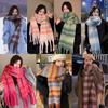 Stripe Pattern Winter Cashmere Scarf Soft Thickened Shawl Wrap New Long Tassel Scarves Girls