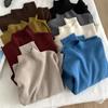Women's Autumn Winter Warm Ribbed Knit Sweater - Half-High Neck, Rolled Hem, Loose Fit, High-End Feel
