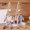 Soft Waxy Fabric Holiday Dolls Christmas Gnome Plush Decoration with Long Legs Faceless Handmade Nordic Style Ornaments Doll Figurines Sitting