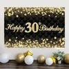30th 40th 50th Happy Birthday Party Backdrop Black Gold Diamond Background Banner 30th 40th 50th Birthday Party Decoration