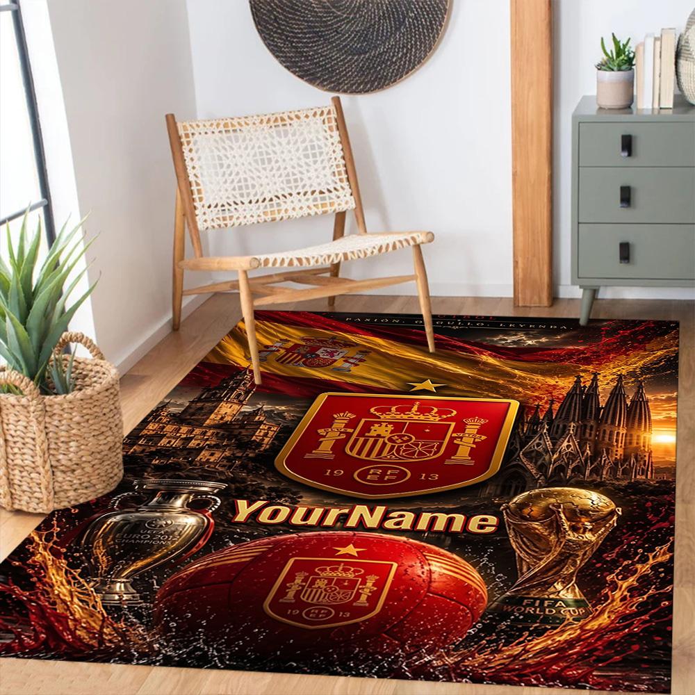 Atletico Madrid Personalized Text Carpet Design for Foyer Entryway Living Rooms Game Room Anti-slip Rug Decorate Offices Wedding Party Gift