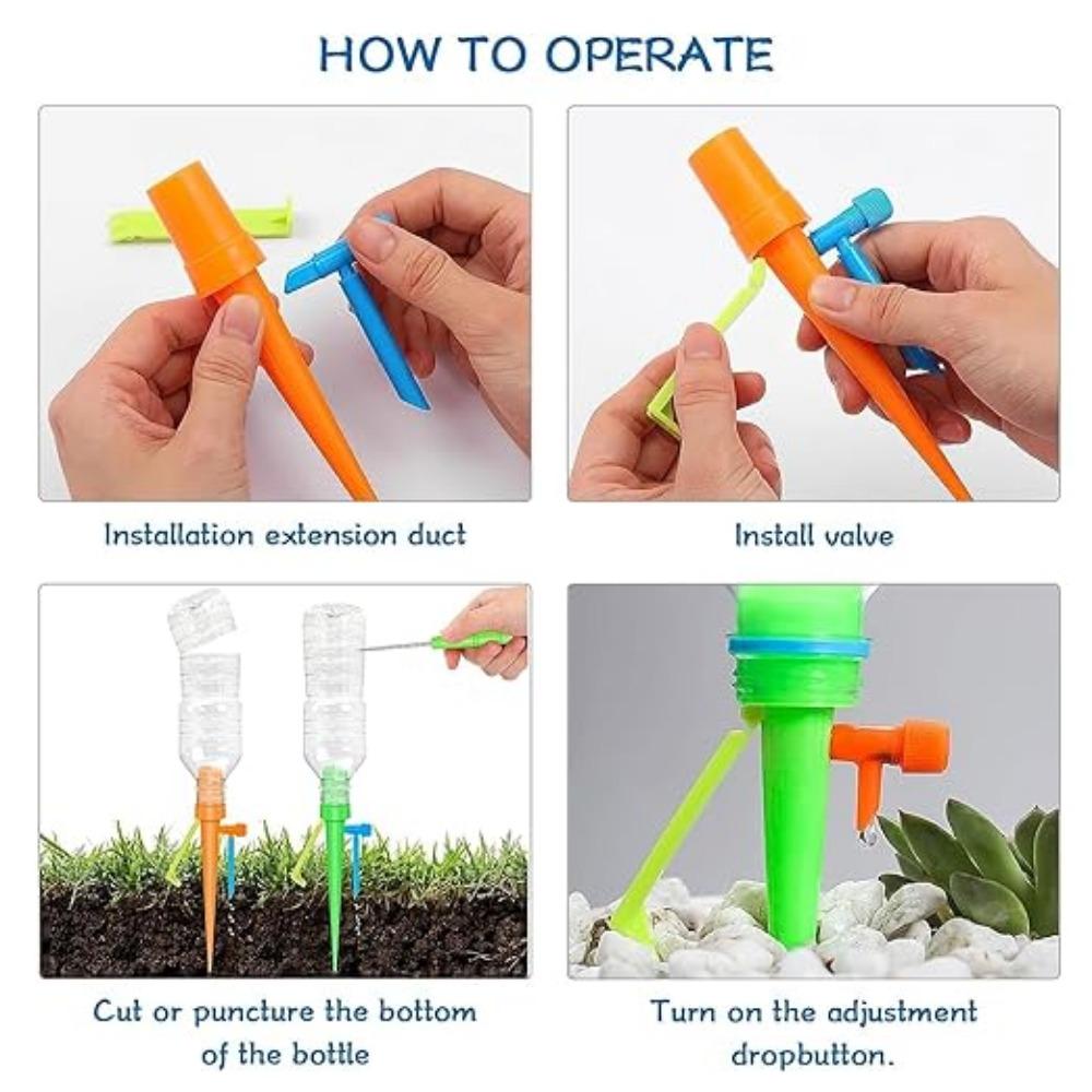 12 шт. Самополивающиеся шипы: Регулируемая скорость капельного полива для комнатных растений и шариков Leca — идеально подходит для полива растений во время вашего отсутствия, подходит для большинства бутылок