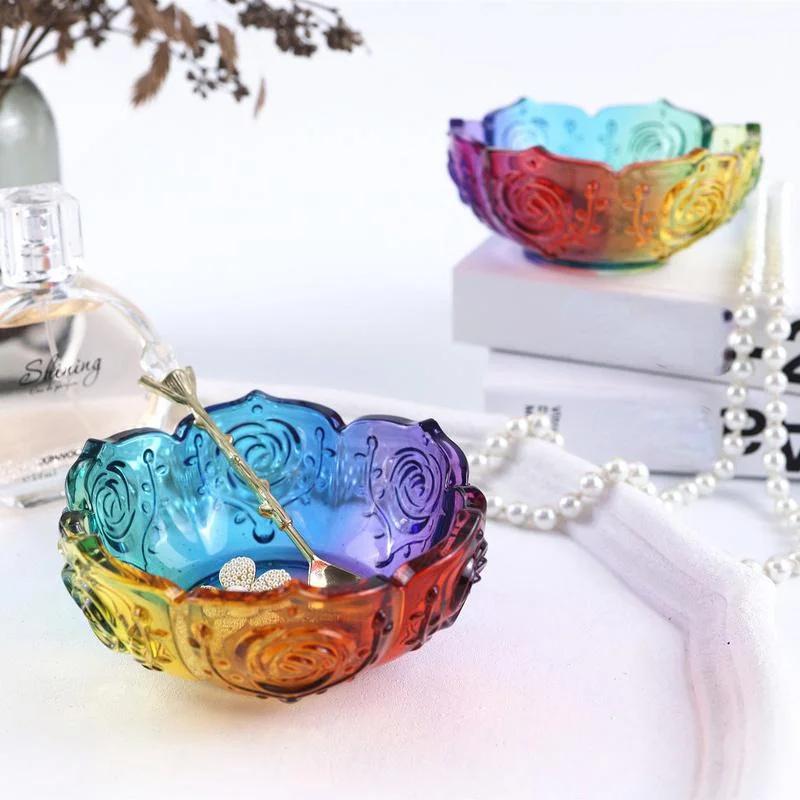 Новый DIY Crystal Drop клей эпоксидная смола роза лотос чаша для хранения зеркало силиконовая форма