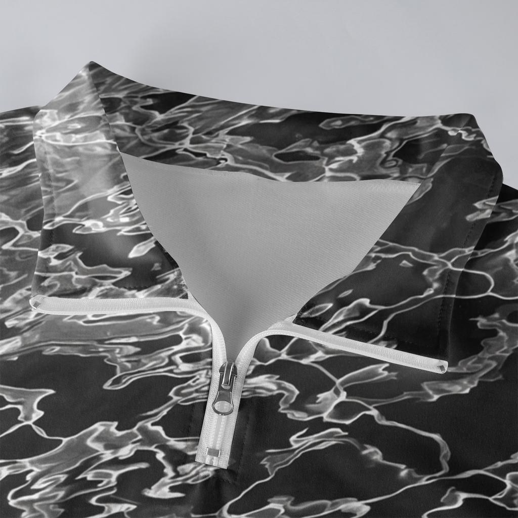 Мужской свободный повседневный свитшот на молнии 1/4, модный топ с длинным рукавом и принтом, с карманами