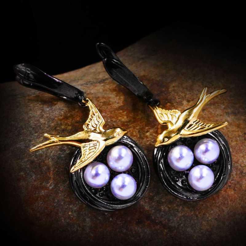 Sace Gems Креативные серьги-капли в форме ласточки, двухцветные висячие серьги, женские подарки на годовщину