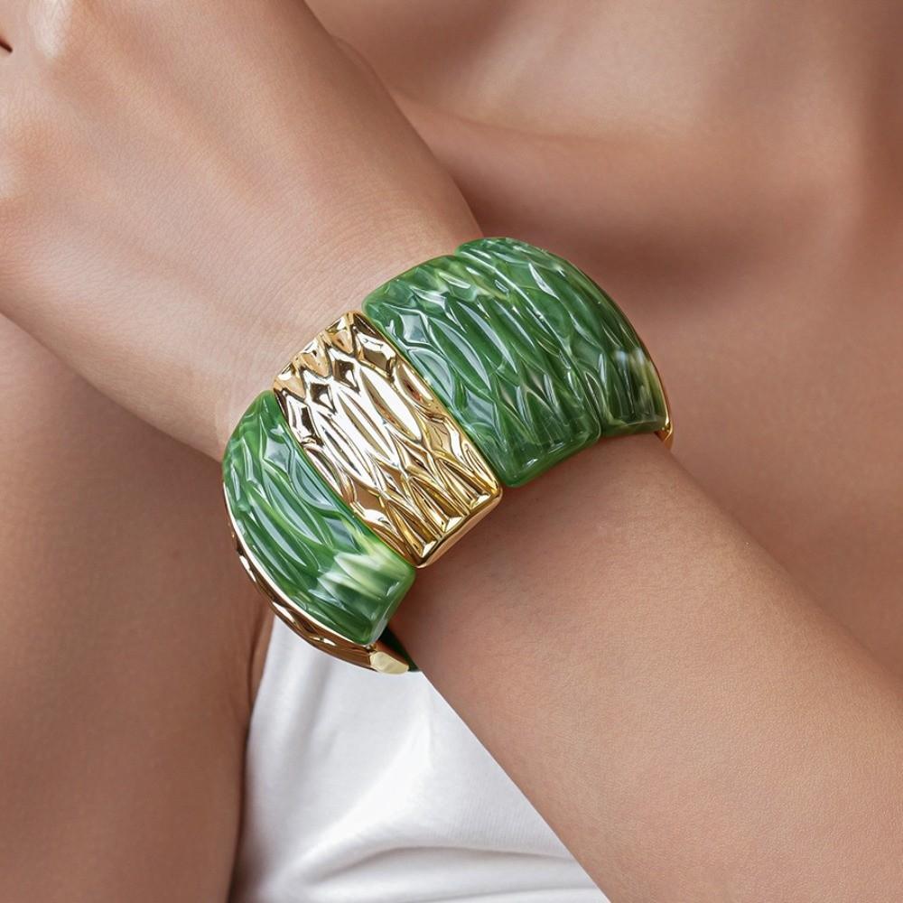 Bohemian Acrylic Bangle Smudging Retro Hand Ring Creative Irregular Wide Bracelet Decoration