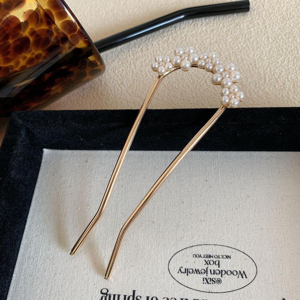 Exquisite U-shaped Hair Fork, Women's Pearl Tassel Hair Stick, Butterfly Hair Clip, Fashionable Hair Accessory, Women's Headwear