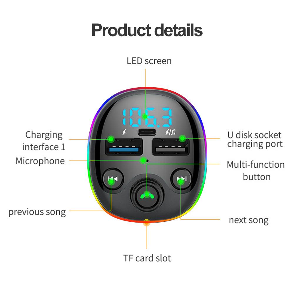 PD 18W FM-передатчик беспроводной Bluetooth 5.0 Handsfree автомобильный комплект Dual USB быстрое зарядное устройство радиомодулятор MP3-плеер поддержка TF-карты