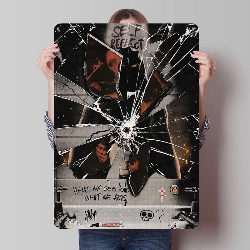 SELF-REFLECT' - MADE BY ZADY Tinplate Posters Customizable Wall Art Retro Vintage Metal Signs for Home Room Bedroom Decorations