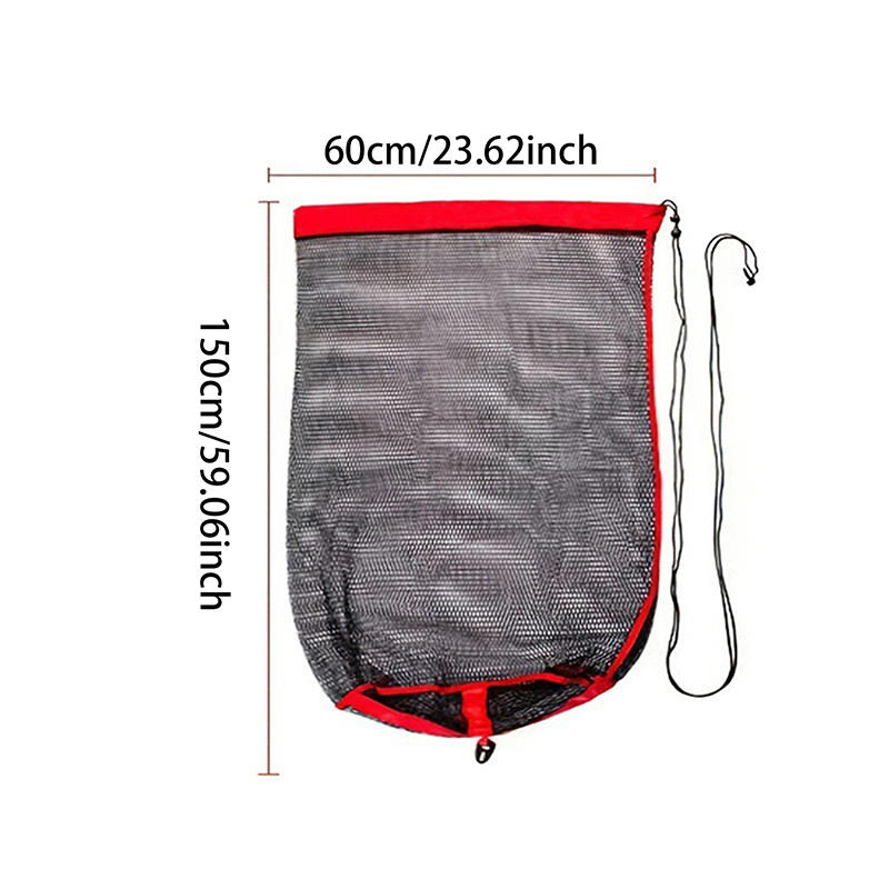 1/2pcs Fishing Landing Net Fishing Catching Collection Bag With Drawstring Portable Fish Net Encrypted Mesh Fish Holding Bag For