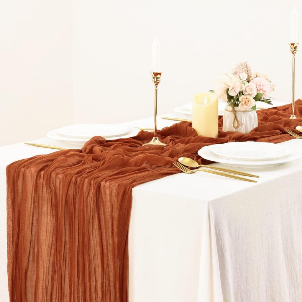 Bohemian Cable Knit Tablecloth, Wedding Party Decoration, Pleated Table Runner, 90*300cm