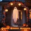 Декорация на Хэллоуин с несколькими режимами освещения, большая подвесная качель-призрак, Светящиеся жуткие качающиеся декорации для двора с 3D летучими мышами для крыльца,