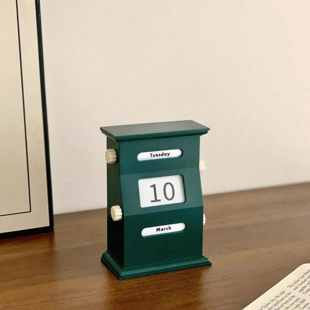 Retro Creamy Perpetual Desk Calendar: Creative Home & Office Decor, Photography Prop