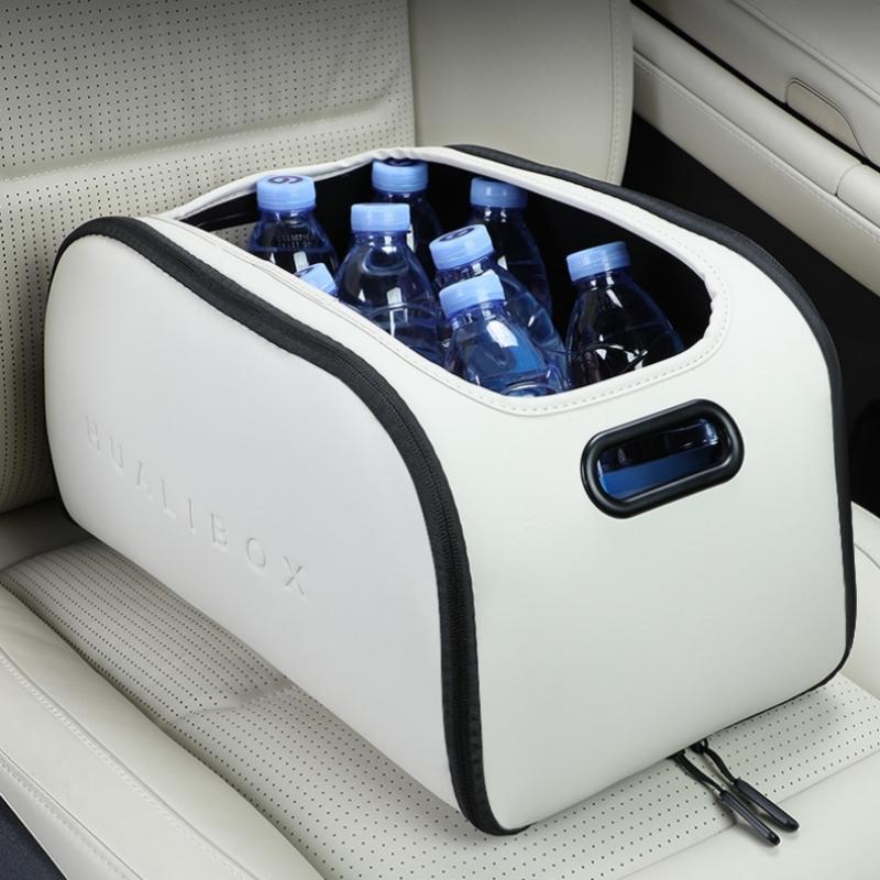 Luxury Leather Car Multi-Function Storage Box, Large Opening Passenger Seat Organizer, High-Capacity Trunk Storage Box