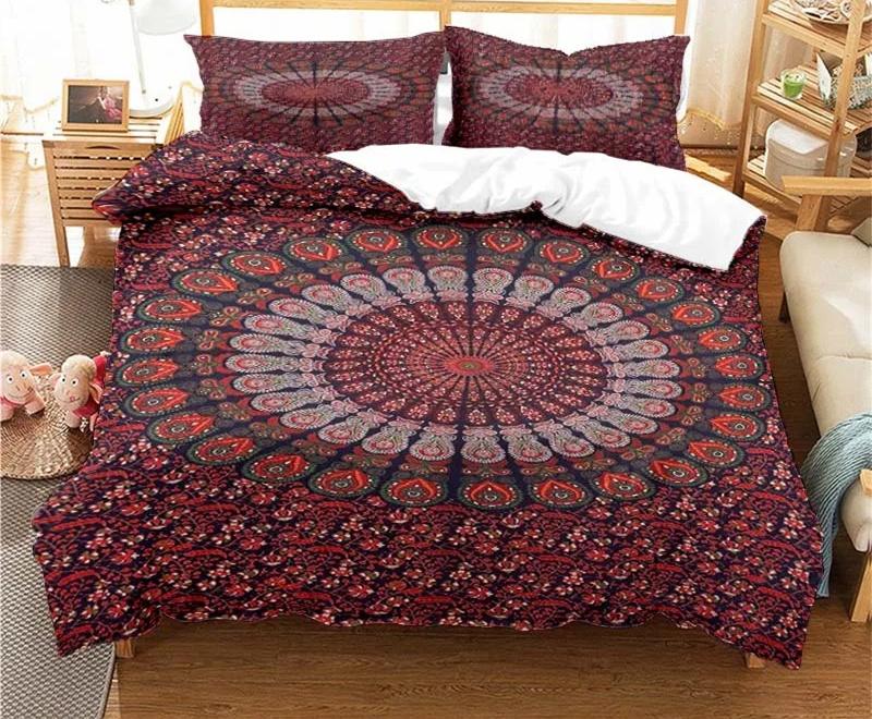 Bohemian Psychedelic Mandala Pattern Duvet Cover Set Bedding For Adult Kid Bed Set Comforter Cover With 1 Comforter 2 Pillowcase