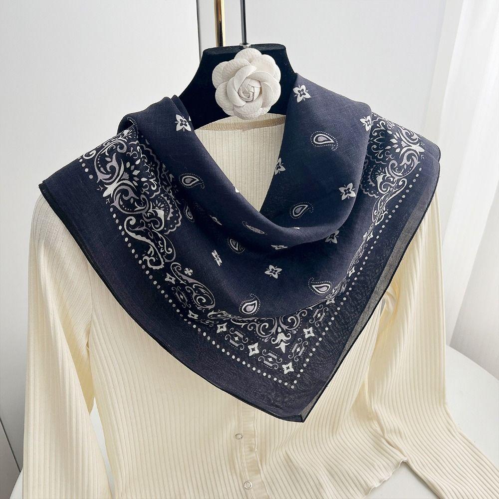 Breathable Cashew Nut Print Silk Scarf Korean Small Scarves Retro Cotton Square Scarf Beach