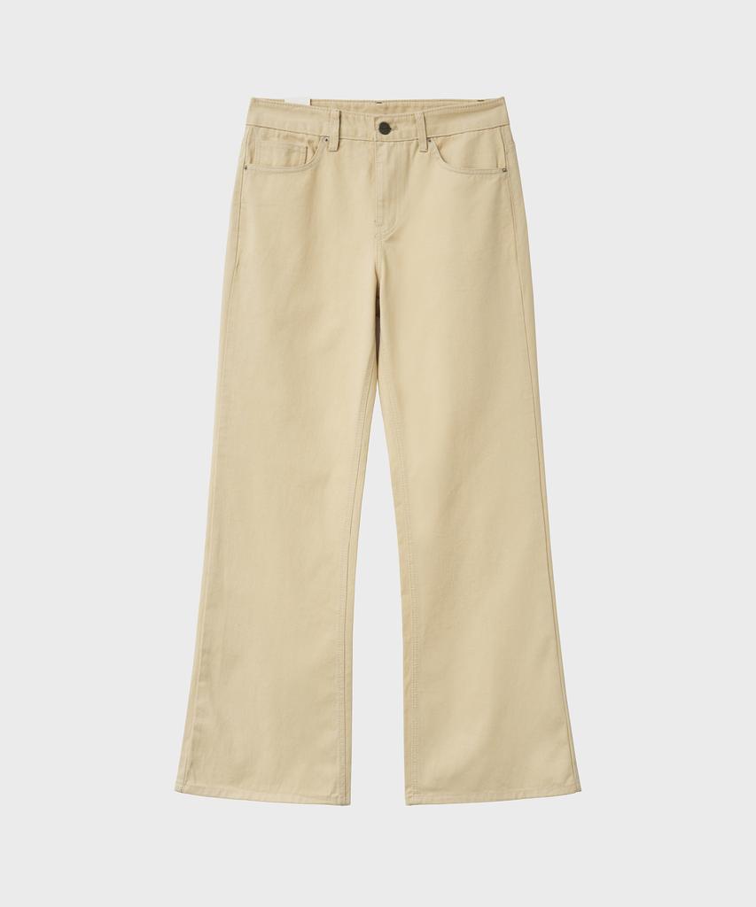 NOIRER FOR WOMAN Cotton Loose Flare Pants (Pale Yellow)