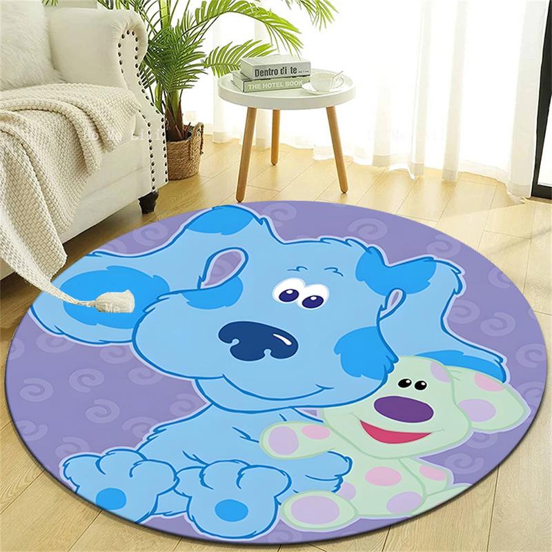 1pc Pistas da Blue Blue’s Clues3 Design Printed Area Round Carpet for Bedroom Living Room Home Decor Rugs Mat Non Slip Mat Rug for Bedside