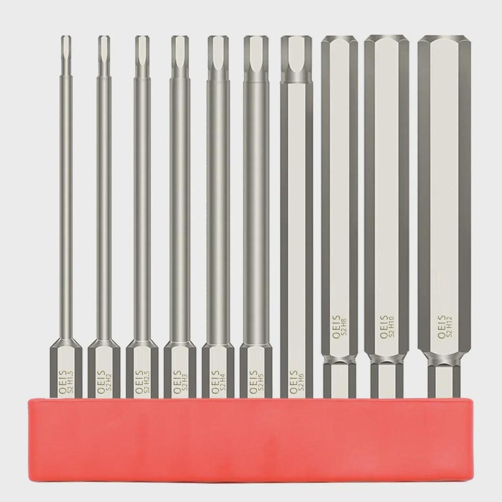 Головка пневматической отвертки шестигранная из закаленной стали S2 1/4", с гальваническим покрытием, устойчивая к ржавчине