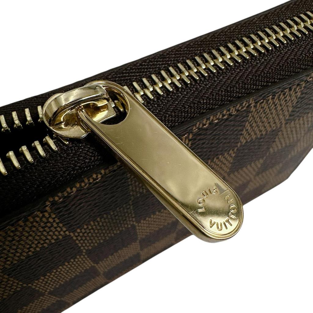 LOUIS VUITTON Damier Zippy wallet Long Wallet purse canvas Ebene Women N41661 Used