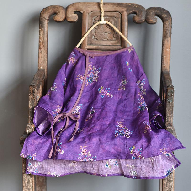 Johnature Summer T-Shirts Women O-Neck Seven Sleeve Print Floral Button Female Vintage T-Shirts