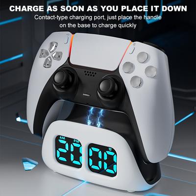 Высокоскоростное беспроводное зарядное устройство для геймпада PS 5 DualSense, совместимое со светодиодной подсветкой и быстрой зарядкой за 2-3 часа