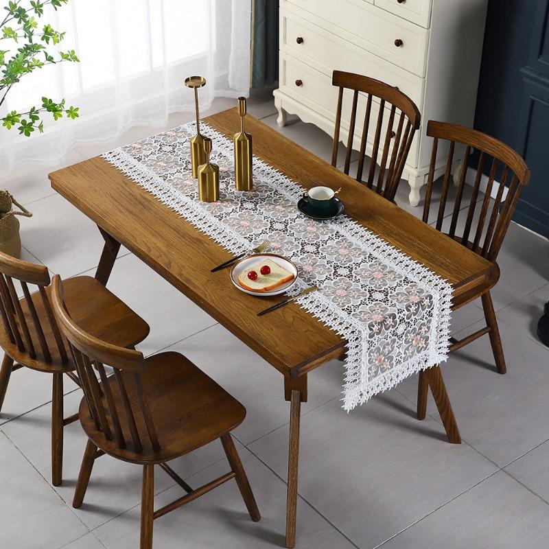 Lace Table Flag Embroidery Hollowed Out Dining Table Decoration Long Strip Cloth Wedding Party Tablecloth Taplak Meja Cutwork Table Runner Home Decora