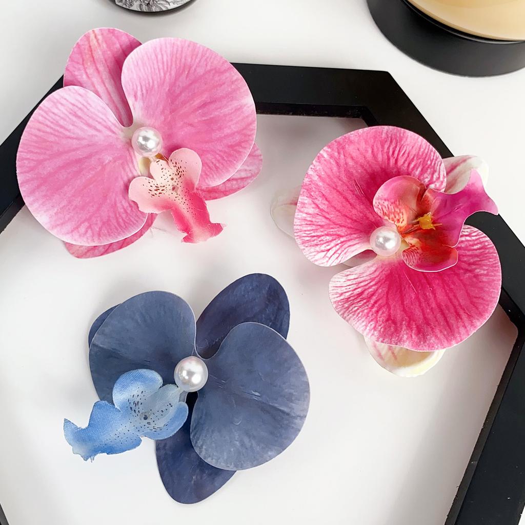 Hot Selling French Style Elegant Orchid Fabric Hair Clip Girls Colorful Floral Hair Clamp Accessory