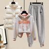 Plush and Thick Hoodie Cotton Vest Casual Sports Pants 3-piece Fashionable Female Student Sports Set Winter Tracksuit Outfits